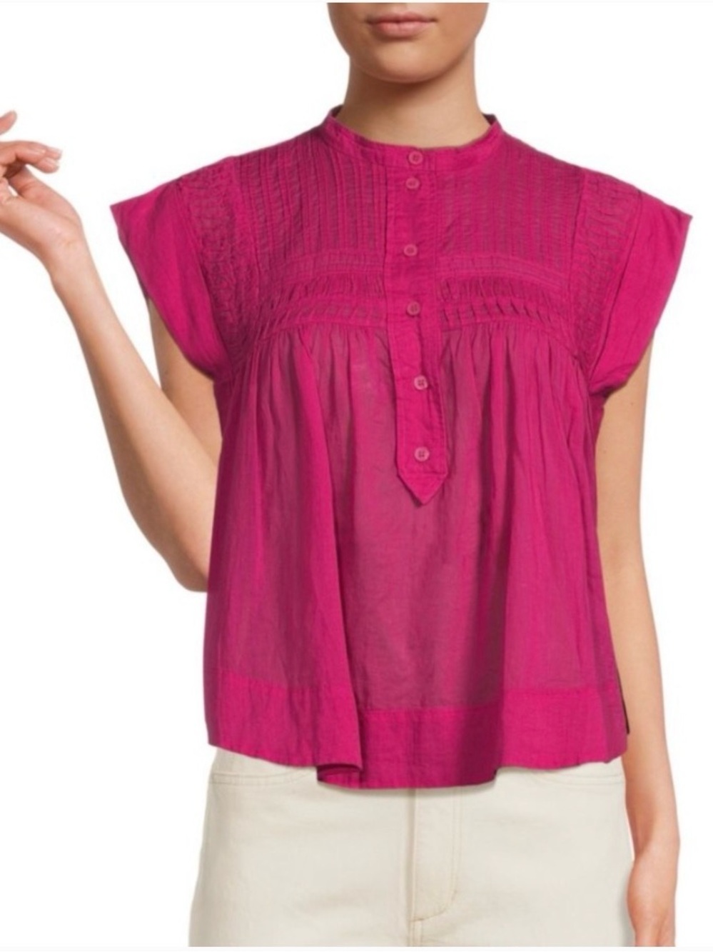 Marant Etoile Leaza pintucked cotton-voile blouse Size 40